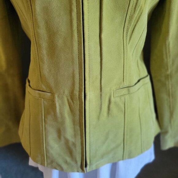 Bernardo Womens Leather Lime/Green Suede Zip-Up Jacket Size PS - Picture 2 of 7